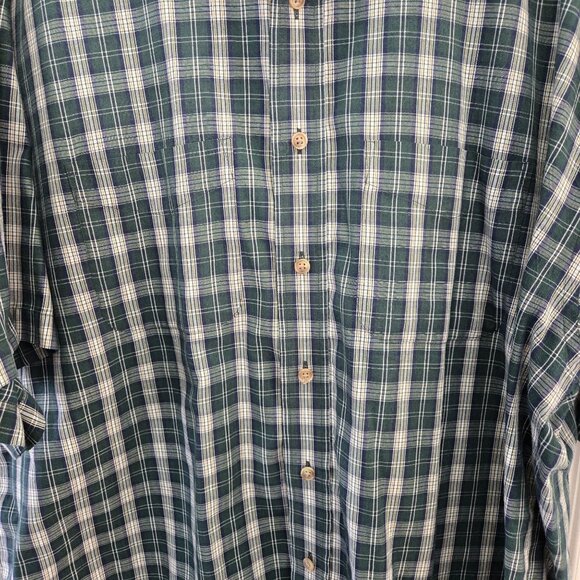Van Heusen Men's Wrinkle-Free Green Plaid Button-Up Short Sleeve Shirt XXL - Picture 4 of 6